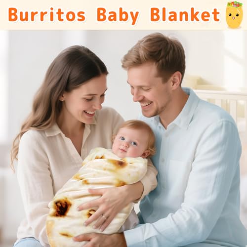 CASOFU Baby Burritos Swaddle Blanket, Tortilla Wrap Blankets Funny Gifts for Baby Shower Boy Girl Toddler Newborn, 285 GSM Soft Flannel Food Blanket White Elephant Gifts for Toddler (Beige, 36 inches) - color: Beige, size: 36 inches