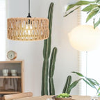 Ciieeo Straw Rope Woven Lampshade Rustic Pendant Ceiling Light Cover Small 8.66X8.66X3.93In Lightweight Replacement for Cozy Indoor Lighting