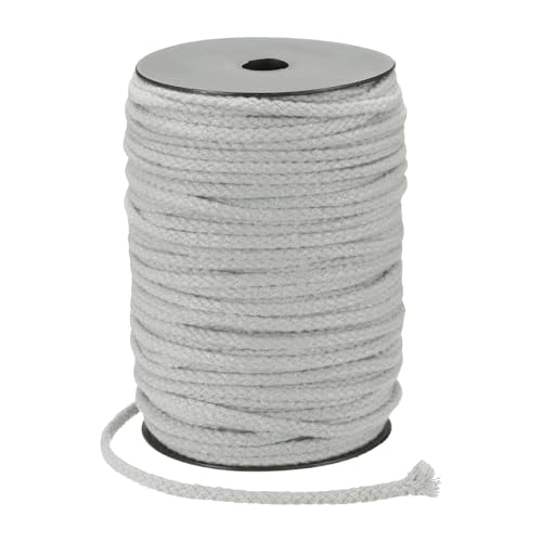 MECCANIXITY Macrame Cord 5mm x 295 ft Handmade Natural Cotton Rope, 8 Strand Twisted Braided Rope Cord for Plant Hanger Wall Hanging Dream Catcher Crafts Home Decoration, Light Gray - color: Light Gray