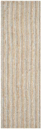 SAFAVIEH Natural Fiber Collection Runner Rug - 2'6" x 8', Grey & Natural Brown, Handmade Jute, Farmhouse Style, Chunky Textured Thick Pile (NF447K) - color: Grey/Natural, size: 2'6" x 8' (Runner)