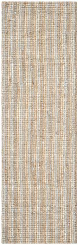 SAFAVIEH Natural Fiber Collection Runner Rug - 2'6" x 8', Grey & Natural Brown, Handmade Jute, Farmhouse Style, Chunky Textured Thick Pile (NF447K) - color: Grey/Natural, size: 2'6" x 8' (Runner)