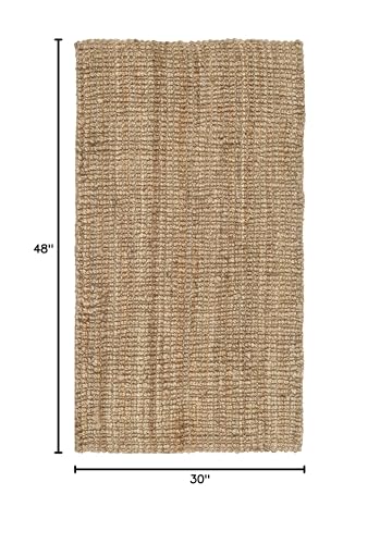 SAFAVIEH Natural Fiber Collection Area Rug - 2'6" x 4', Natural Brown, Handmade Jute, Farmhouse Style, Chunky Textured Thick Pile (NF447A) - color: Natural, size: 2'6" x 4' (Rectangular)