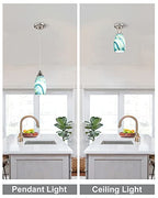 Art Glass Mini Pendant Lights for Kitchen Island Blown Art Glass Pendant Light Shade hanging ceiling lights with Brushed Nickel Finish for Kitchen Counter bar,Dining Room Blue Mixing Yellow-1P - color: Blue Mixing Yellow-1Pack