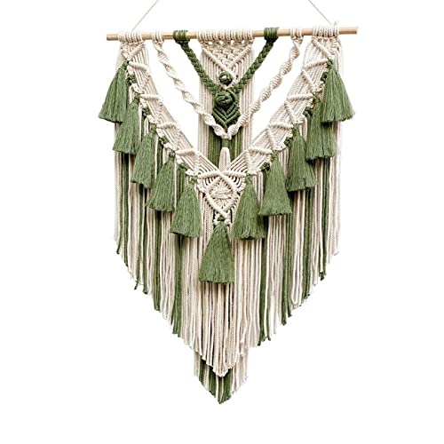 Bohemian Fringe Tassels Tapestry Wall Hanging Ornament Wedding Background Home Elegant Decoration Creative Gifts (Green) - color: Green