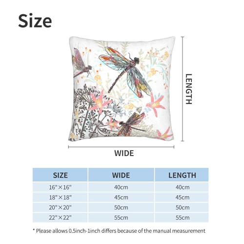 Dragonfly Flower Throw Pillow Covers 18 X 18 Inch Set of 2 Pillow Cases Decoration Cushion Cover for Sofa Bedroom Living Room Outdoor - color: Dragonfly Flower