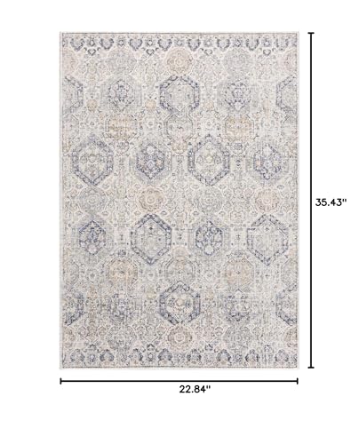 Hauteloom Kismet Boho Vintage Traditional Damask Area Rug - Farmhouse Traditional Floral Medallion Carpet for Living Room, Bedroom, Dining Room - Gray, Black, Beige - 2' x 2'11" - color: Beige, Black, Charcoal / Burnettsville Brntt, size: 1'11" x 2'11" (R