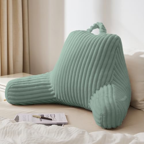 Blissful Diary Reading Pillow for Sitting in Bed, Large Flannel Back Pillow Bed Sitting Up for Adult & Children, Backrest Cushion for Sit Up in Couch or Floor, Dorm Essentials, Mint Green - color: Fuzzy Mint Green, size: Large(20inch)