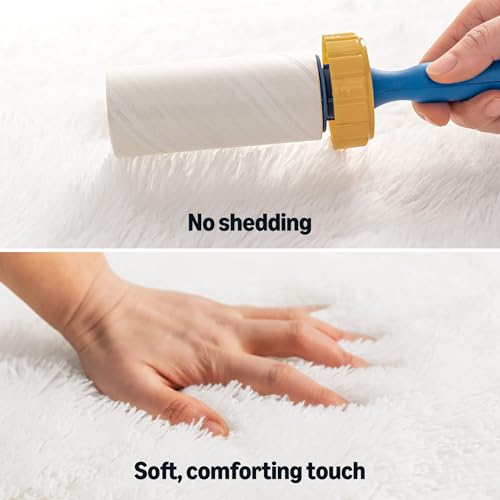 Amazon Basics Fluffy Washable Area Rug, Shaggy Carpet for Living Room, Bedroom, 6' W × 9' L, Cream - color: Cream, size: 6' x 9' (Rectangular)