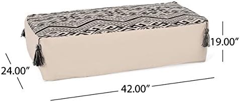 Foamma Pouf Ottoman Natural+Black, 42"x24"x19" - Rectangular Ottoman Foot Rest for Living Room and Bedroom, Pouf Footstool, Foot Rest for Couch, Boho Furniture for Home
