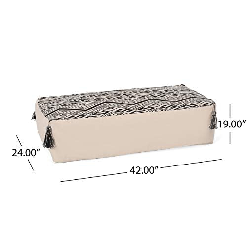 Foamma Pouf Ottoman Natural+Black, 42"x24"x19" - Rectangular Ottoman Foot Rest for Living Room and Bedroom, Pouf Footstool, Foot Rest for Couch, Boho Furniture for Home - color: Natural + Black 2