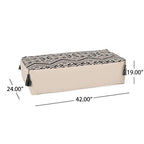 Foamma Pouf Ottoman Natural+Black, 42"x24"x19" - Rectangular Ottoman Foot Rest for Living Room and Bedroom, Pouf Footstool, Foot Rest for Couch, Boho Furniture for Home - color: Natural + Black 2