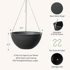 LA JOLIE MUSE Hanging Planters for Outdoor Plants, Large Hanging Planter with Drain Holes, Black Hanging Flower Pots (13.2 Inch, Set of 2) - color: Black