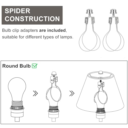 Lamp Shades for Table Lamps, Gray Lampshades Set of 2, 5.5" Top x 10" Bottom x 6.6" High, Natural Linen Lamp Shades for Floor Lamps Bedside Lamps, Spider, Bulb Clip Adapters Included - color: Gray