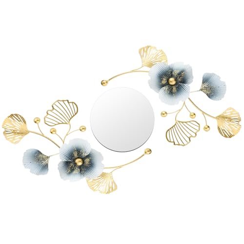 Tandefio 3 Pcs Metal Decorative Wall Mirrors for Living Room Metal Ginkgo Leaf Mirror Modern Creative Wall Decor Art Hanging Decor Mirror for Entrance Bedroom Living Room(Vintage Gold,16.inches) - color: Vintage Gold