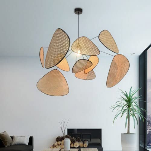 Bamboo Pendant Light Bamboo Art Pendant Rattan Hanging Lamps Wicker Rattan Ceiling Lamp Chandelier Light Fixtures for Kitchen Living Room Bedroom Dining Room