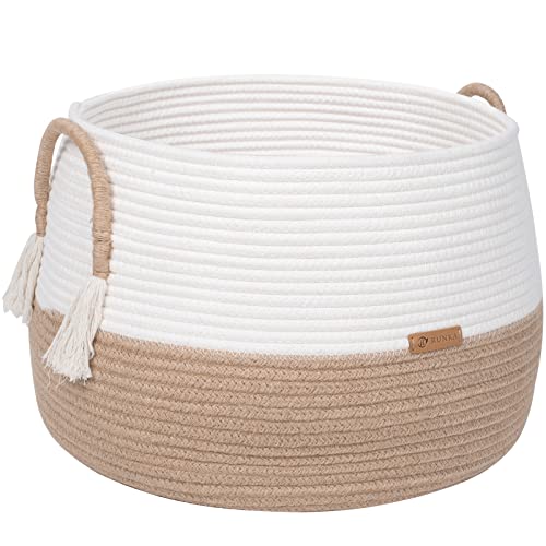 R RUNKA Large Basket for Toys-15.7"x 11.8"-Boho Baskets for Living Room,Bedroom,Nursery | Large Woven Baskets, Cube Basket, Under Shelf Basket | Decorative Baskets for Home Decor - size: Large(15.7" x15.7" x11.8")