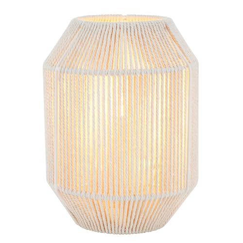 JHY DESIGN Boho Rattan Woven Lampshade Table Lamp 8.5" H Cotton Rope Bedside Lamp Cordless Decorative Battery Operated Lamp with 6 Hours Timer for Bedroom Living Room Wedding Parties Patio - color: 8.5"H Off-white