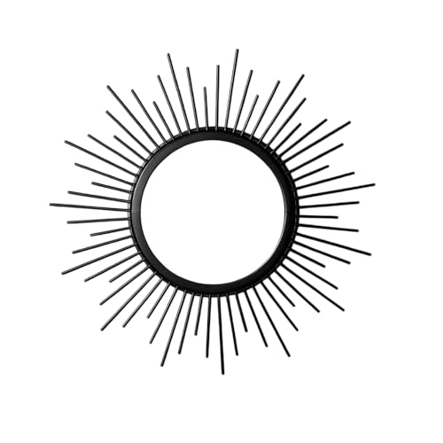 Gold Mirrors for Wall - Metal Sunburst Wall Mirror Room Decor & Home Decor, Boho Mirror Wall Decor Gifts for Women & Moms (Sun-Black, Small) - color: Sun-black, size: 12"L x 2"W