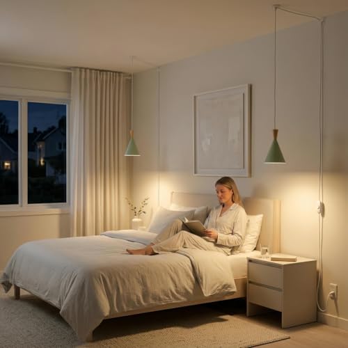 DEC LUCE DECOLUCE LIGHTING Modern Plug in Pendant Light Kitchen, Adjustable Hanging Lamps Plug into Wall Outlet for Dining Room, Bedroom, Living Room, Contemporary Wall Décor(Pastel Green) - size: funnel pendant light pastel green