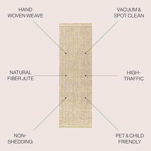 JONATHAN Y Hiro Hand Woven Chunky Jute Ivory Runner Rug, 2x8, Bohemian, Transitional, Easy-Cleaning for Living Room, Bedroom, Kitchen, Pet Friendly, Non-Shedding (NFR103A-28) - size: 2'2" x 8' (Runner)