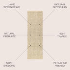 JONATHAN Y Hiro Hand Woven Chunky Jute Ivory Runner Rug, 2x12, Bohemian, Transitional, Easy-Cleaning for Living Room, Bedroom, Kitchen, Pet Friendly, Non-Shedding (NFR103A-212) - size: 2'2" x 12' (Runner)