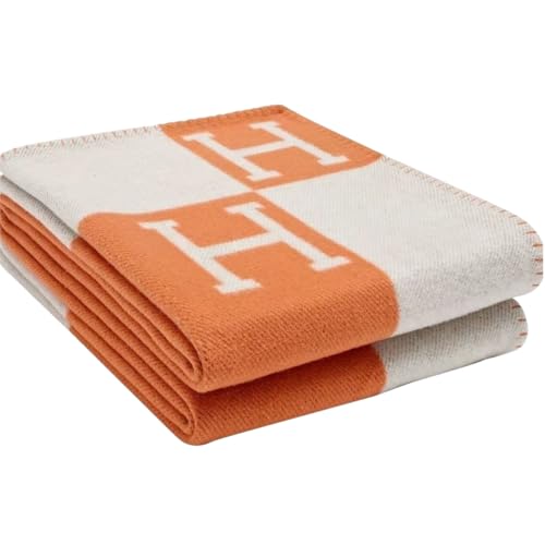 Fcteap h Blanket Soft Throw Blanket Faux Fleece Cashmere Plaid Warm Shawl Thick Knitted Plush Cozy Comfy for Women Throw Blanket for Sofa Couch Bed Queen King Size 55x66 in (Red Orange) - color: Red Orange