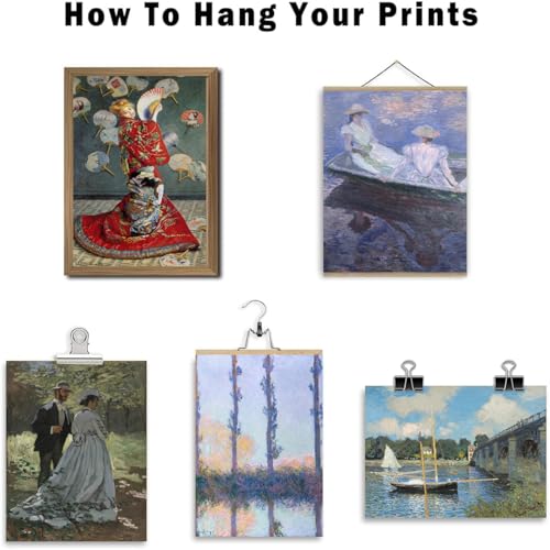 KBKBART 17pcs Claude Monet Eclectic Home Decor Aesthetic - Eclectic Art Prints Wall Decor, Canvas Impressionist Posters, Water Lilies Gallery Wall Art Set, Unique Famous Artist Paintings Pictures (Unframed) - color: Monet Waterlily Art