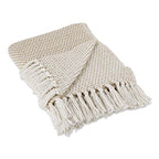 DII Woven Throw Collection 100% Cotton, Basketweave, 50x60, Stone - color: Stone, size: 50x60"