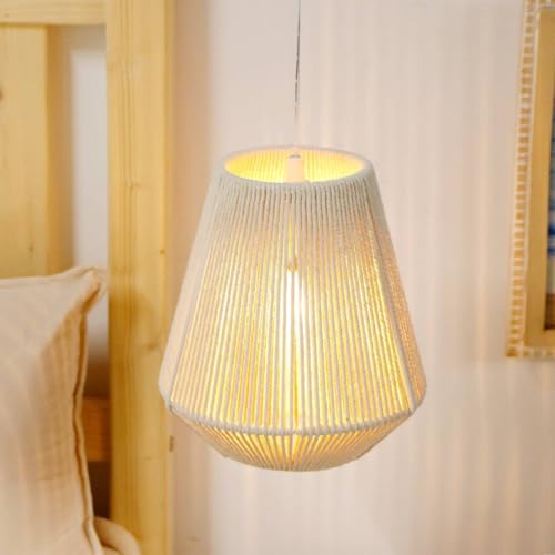 JHY DESIGN Battery Powered Hanging Lamp 8" H Braided Cotton Rope Decorative Pendant Lamp Battery Lamp with 6 Hours Timer for Bar Bedroom Patio Indoor Outdoor Living Room - size: 8 inches