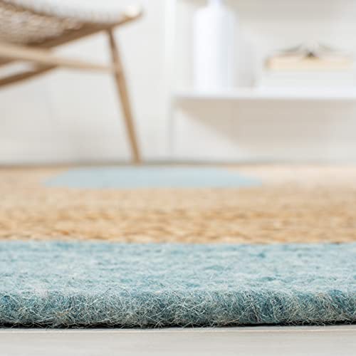 SAFAVIEH Braided Collection 3' Round Blue / Natural BRD910M Handmade Country Cottage Reversible Jute Area Rug - color: Blue/Natural, size: 3' (Round)