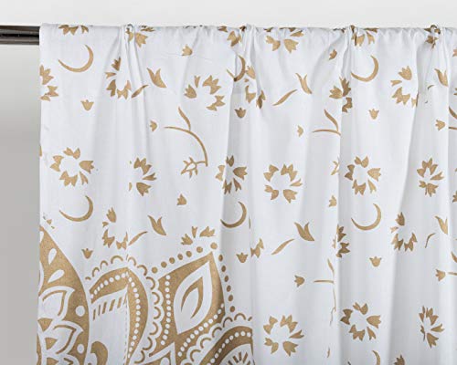 Popular Handicrafts Printed Curtains Panels Set of 2 Indian Hippie Bohemian Beautiful Ombre Color Mandala Curtain Panels White Gold - color: Gold, size: 38"W x 83"L (Pack of 2)