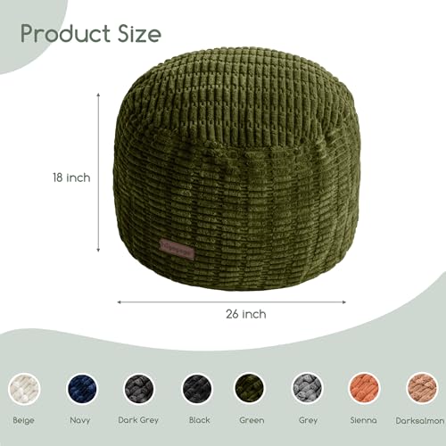 HIGOGOGO Pouf Ottoman Stuffed Round Modern Foam Filled Foot Rest Poufs for Living Room Chair Decorative 26 X 18 Inches Boho Relax Stool for Wedding Christmas Party, Green - color: Green, size: 26"D x 26"W x 18"H