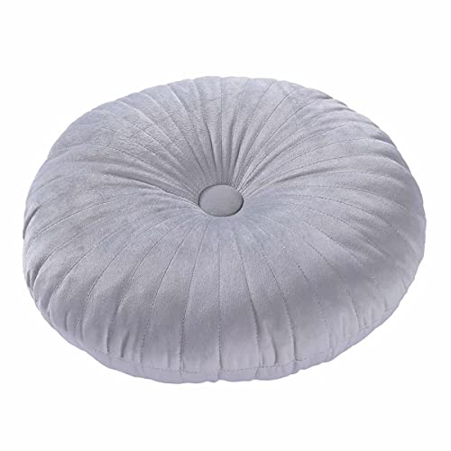 HLOVME Round Pillow Cushion for Couch Velvet Decorative Small Throw Pillow Solid Color for Living Room Bed Floor 13.7”, Light Gray - color: Light Gray
