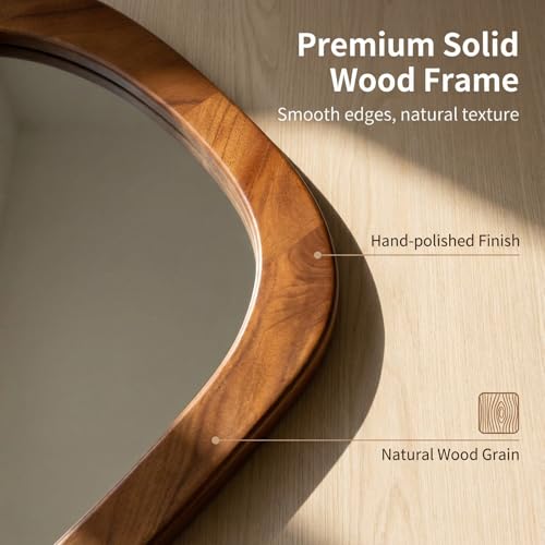 BOMINICA Full Length Irregular Wall Mirror, 60" x 22" Wooden Full Body Mirror Wall Mounted, Large Decorative Floor Mirror for Living Room, Bedroom, Entryway, Farmhouse, Home Decor - color: Wood, size: 60"L x 22"W