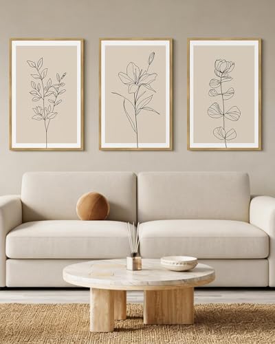 Drsoum Flower Wall Art Vintage Floral Minimalist Wall Hanging Decor Bohemain Botanical Prints Artwork for Bedroom Living Room Hallway 24x36in Natural Framed - color: Bohemain Flower, size: 24x36in, Natural Framed