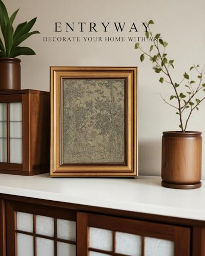 HUARCEY Gold Framed Canvas Wall Art, Antique Sketch Landscape Pictures Vintage Decor, Bedroom Kitchen Shelf Decor, Dark Moody Retro Country Farmhouse Canvas Paintings, 8x10inch - color: Landscape Sketch, size: 10"L x 8"W
