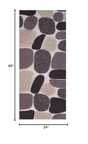 Ramanta Home Pebble Stone 100% Cotton Bath Runner - Beige Brown, Super Soft Anti Skid Absorbent Bath Rug for Bathroom, Kitchen, Bedroom, Machine Washable Luxury Runners - 24x60 Inch - color: Aqua/Turquoise, size: 2' x 5' (Runner)
