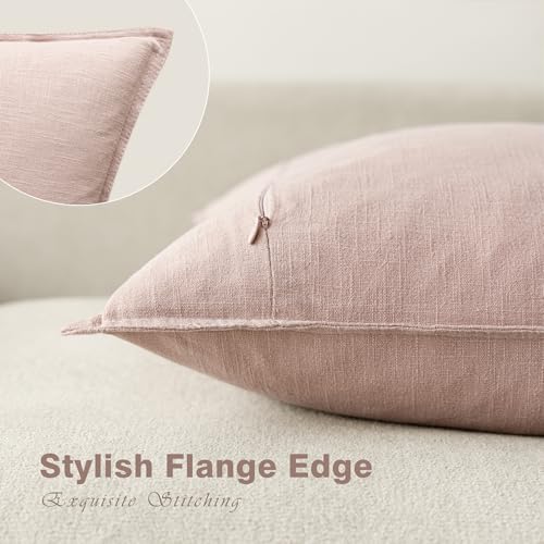 Foindtower Pack of 2, Decorative Linen Solid Throw Pillow Covers Soft Accent Cushion Case Boho Farmhouse Pillowcase for Bed Chair Couch Sofa Bedroom Living Room Home Decor 16 x 16 Inch Light Pink - color: Light Pink, size: 16" x 16" (Pack of 2)