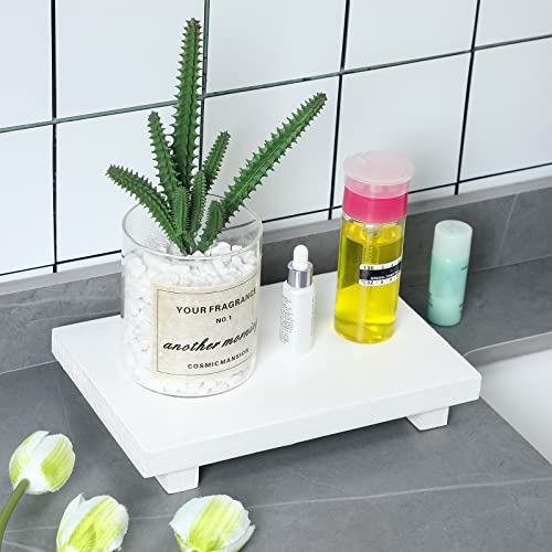 Nuogo Wood Riser Tray Soap, Stand Soap Tray for Kitchen Sink, Wood Pedestal for Kitchen Counter Sink Stand Decorative Rustic Bathroom Dishes Plant Bottles Candles Display(9 x 6 Inch,White) - color: White, size: 9 x 6 Inch