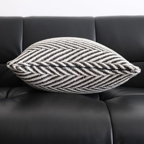vctops Boho Throw Pillow Cover Black and White Knitted Woven Pillow Cushion Cover Arrow Knit Decoration Square Pillowcase for Sofa Couch Bedroom Living Room - 18"x18" - color: Black, size: 18" x 18" (Pack of 1)