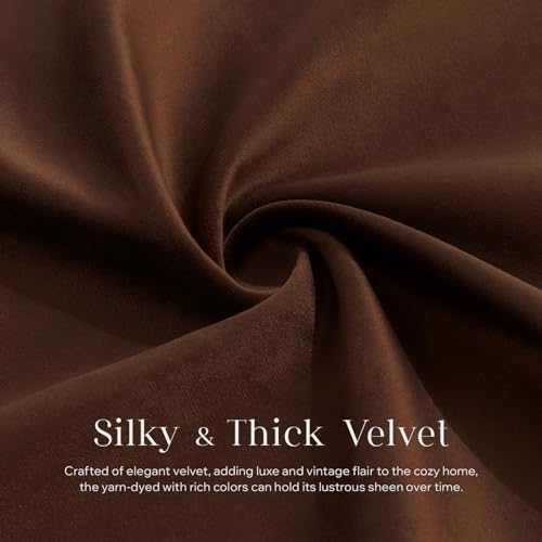 Phantoscope Pack of 2 Velvet Throw Pillow Covers, Decorative Soft Velvet Pillows Accent Double-Sided Gusseted Design, Square Cushion Case for Couch Sofa Bed, Deep Coffee, 18 x 18 inches 45 x 45 cm - color: Deep Coffee