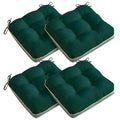 4 Pack 19x19 Inch Shredded Foam Chair Cushions with Straps - All-Season Seat Pads for Indoor/Outdoor Dining, Office, Patio, Kitchen Chairs (Green, 19 INCH × 19 INCH) - color: Green