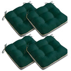 4 Pack 19x19 Inch Shredded Foam Chair Cushions with Straps - All-Season Seat Pads for Indoor/Outdoor Dining, Office, Patio, Kitchen Chairs (Green, 19 INCH × 19 INCH) - color: Green