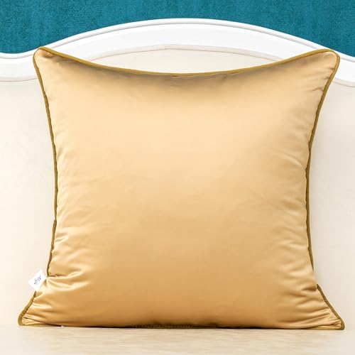 Alerfa 20 x 20 Inch Khaki White Geometric Striped Gold Leather Patchwork Velvet Cushion Case Luxury Modern Lumbar Throw Pillow Cover Decorative Pillow for Couch Sofa Living Room Bedroom Car - color: Khaki, size: 20" x 20" (Pack of 1)