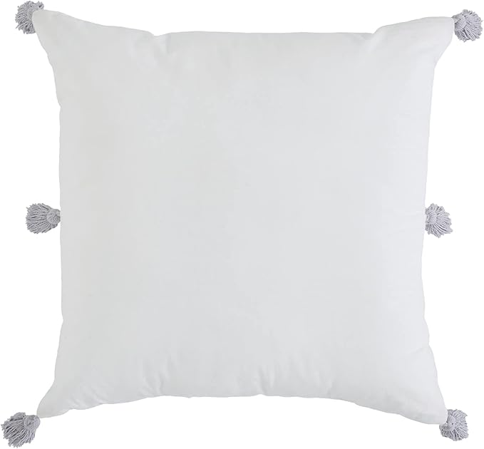 Indigo Ink - Decorative Pillow, Tufted Diamond Pillow with Tassels, Throw Pillows for Couch or Bed, Boho Home Decor, 20" x 20" (Tufted Medallion Collection, White/Grey)