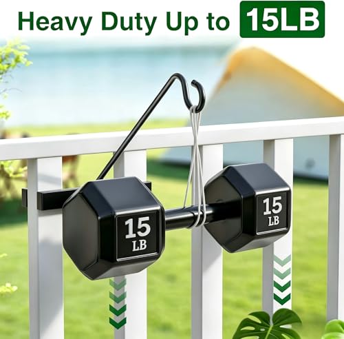 17-Inch Deck Bird Feeder Hanger for Railing, Outdoor Decor Plant Hanger, Balcony Railing Hook - 15LB Capacity - for Hanging Plants, Bird Feeders, Lanterns, Wind Chimes - size: 17 inch 1 Pack