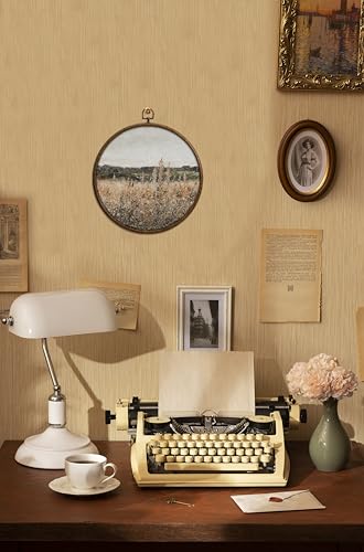 QKX Round Wall Decoration, Vintage Floral Field Landscape Wall Art, Printed Canvas Wall Hanging for Bedroom Kitchen Home Office, Living Room Wall Art, Dorm Decor, Circular Wall Hanging with Hooks,21 - color: Vintage20