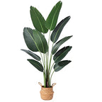 Ferrgoal 5ft Bird of Paradise Artificial Plant with 10 Trunks in Woven Seagrass Pot, Faux Tropical Tree for Indoor & Outdoor Home Décor, Green - size: 5ft