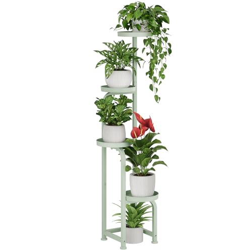 Bamworld Corner Plant Stand Indoor Outdoor, Tall Metal Flower Pot Stands for Multiple Plants, 4 Tier Mint Green Heavy Duty Plant Shelf for Patio Garden Balcony Living Room Bedroom(Patent Design) - color: Mint Green, style: Spiral 4Tier