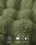 Ultra Soft Cozy Faux Fur Throw Blanket, Fuzzy Plush Thick Bubble Blanket, Oversize Luxury Fluffy Blanket for Couch, Bed, and Living Room, 60x80 Inches, Green - color: Green, size: Twin